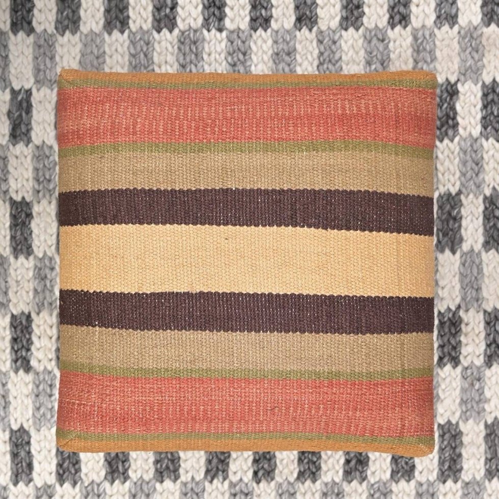 Hocker aus Jute und Wolle mit farbigen Diamanten – Bild 2