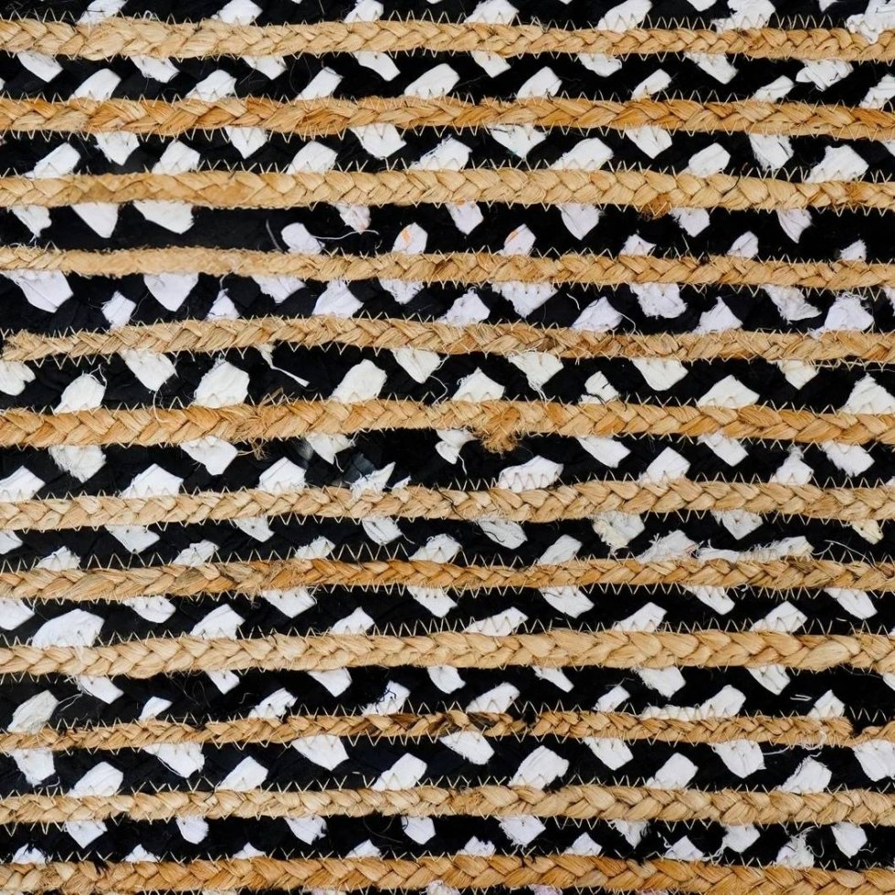 Handgefertigter schwarz-weißer Jute-Teppich aus Baumwolle – Bild 4