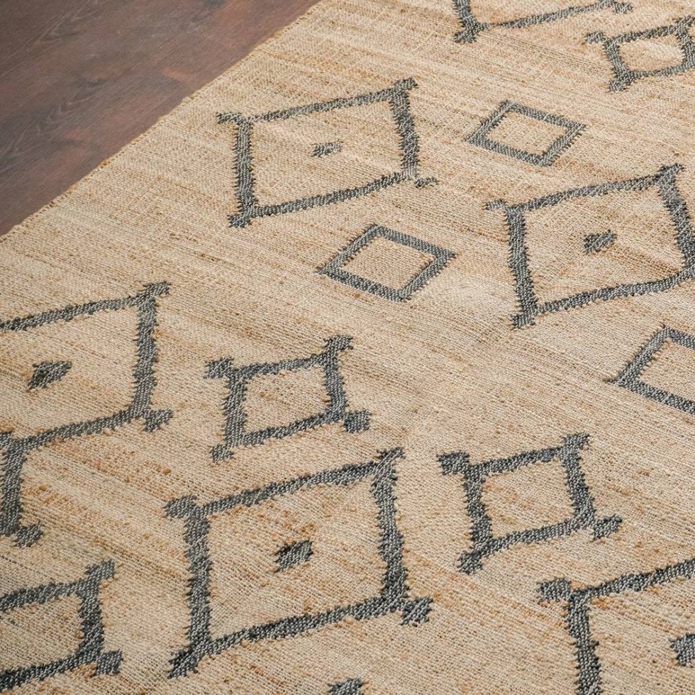 Handgewebter Stammesteppich aus Baumwolle und Jute – Bild 3