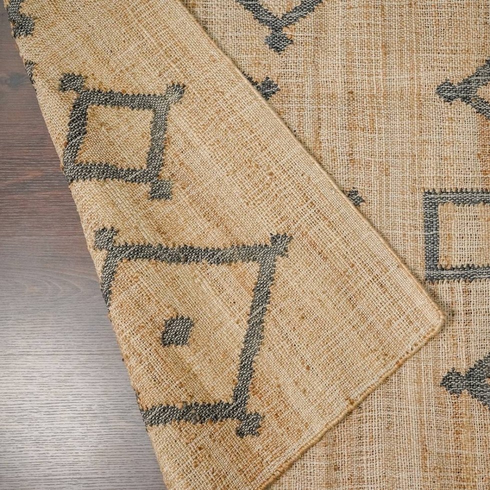 Handgewebter Stammesteppich aus Baumwolle und Jute – Bild 4