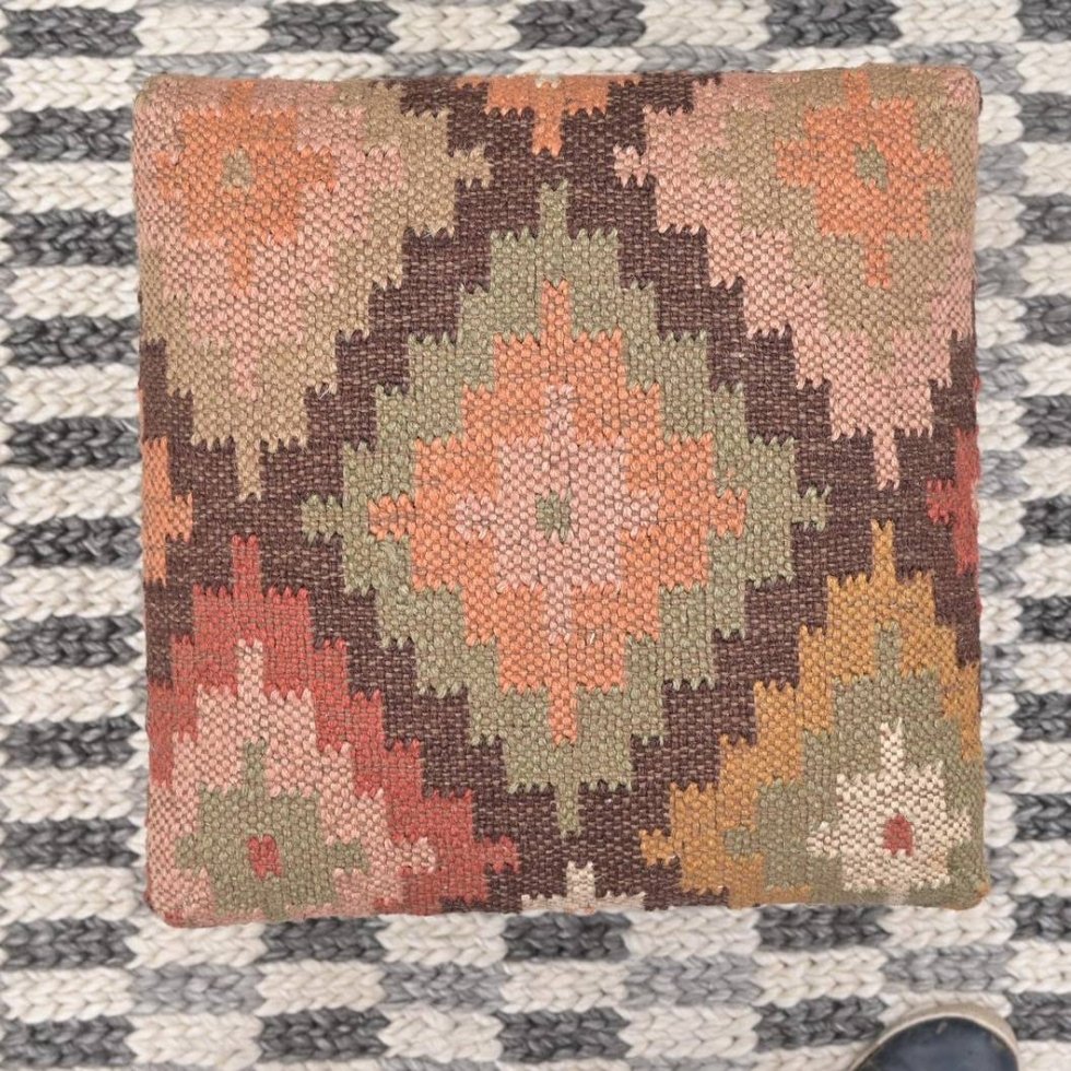 Multicolor Diamant Jute Ottomane – Bild 4