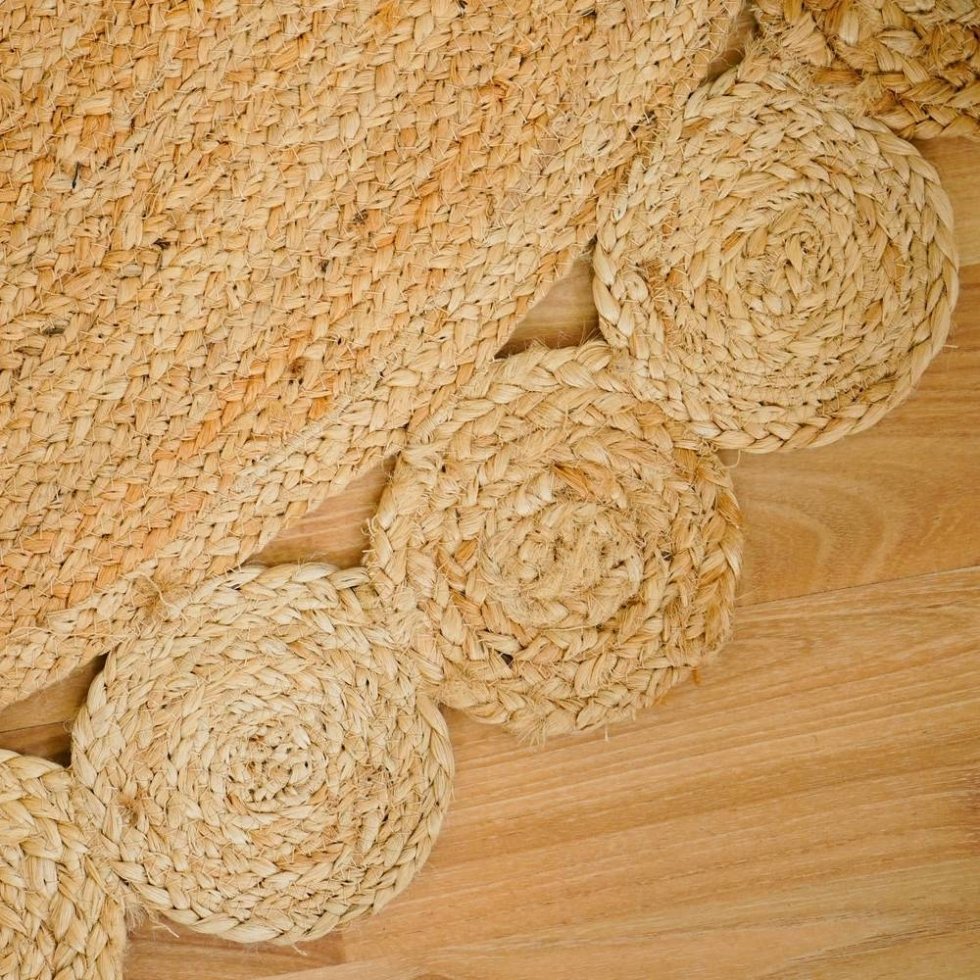 Natürlicher ovaler Teppich aus Jute mit Wellenschliff – Bild 5