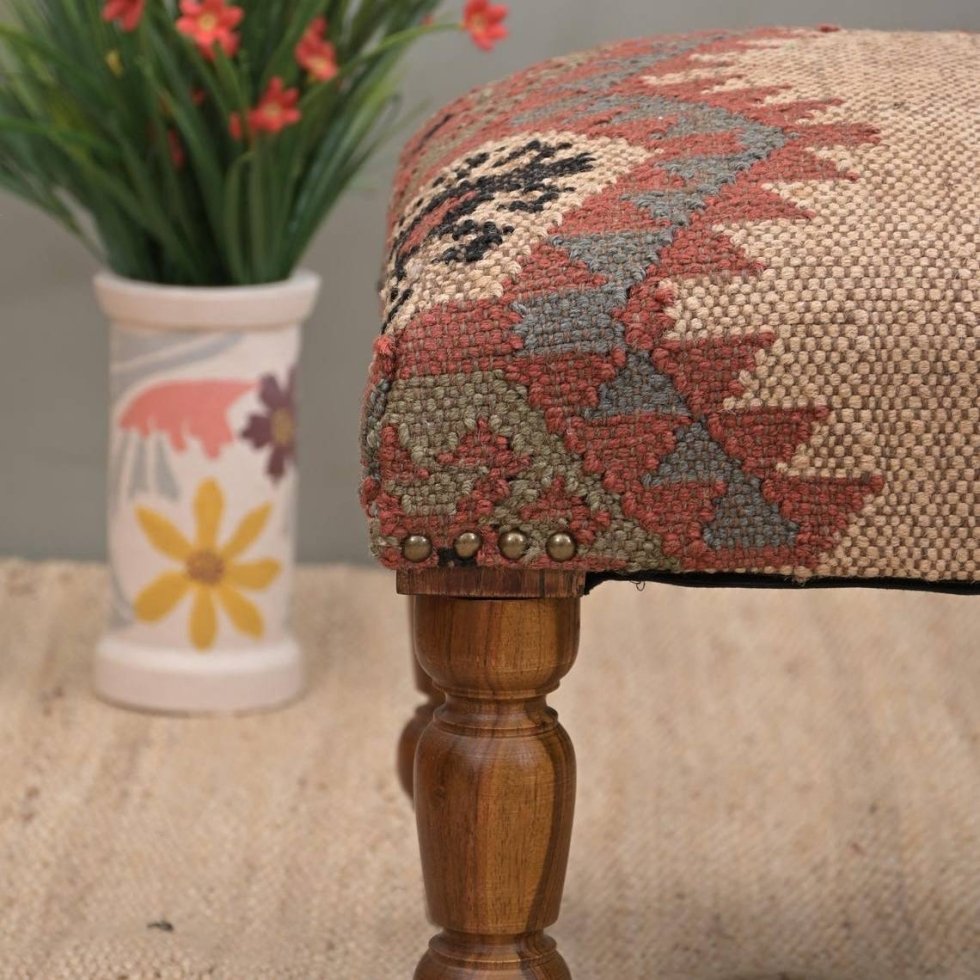 Tribal Jute Fußhocker Ottomane – Bild 2