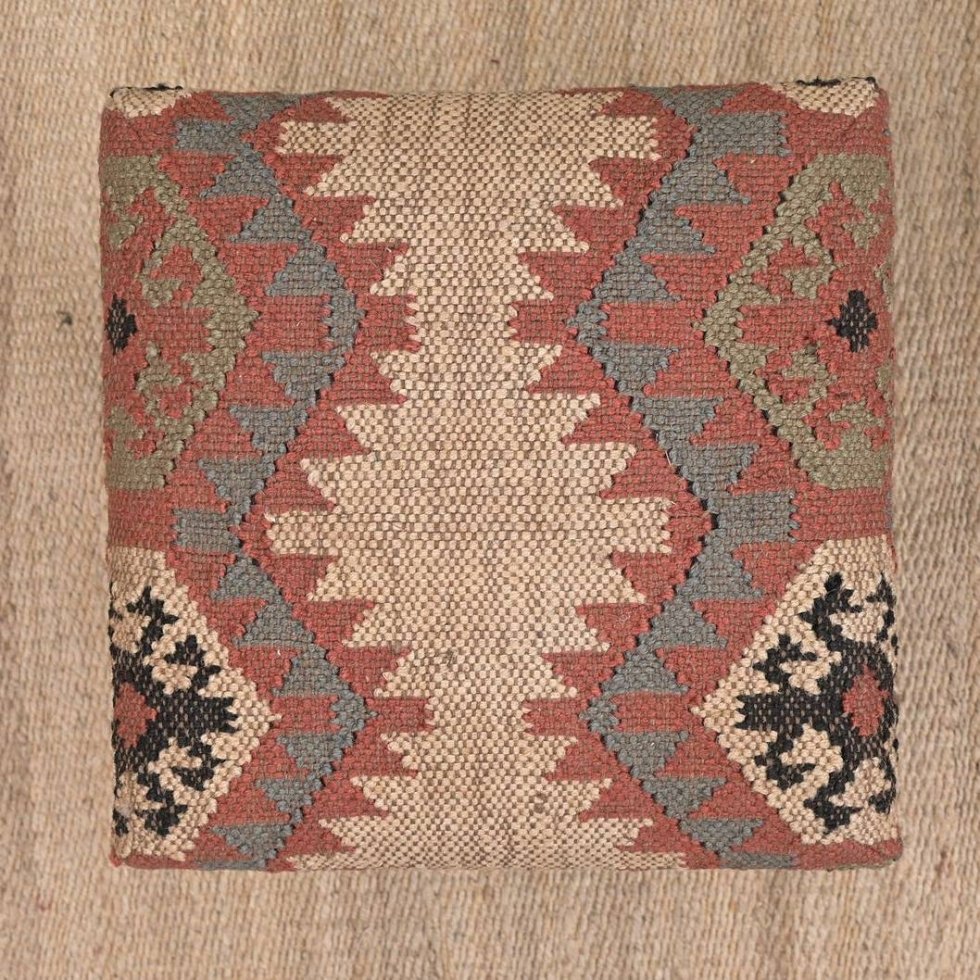 Tribal Jute Fußhocker Ottomane – Bild 3