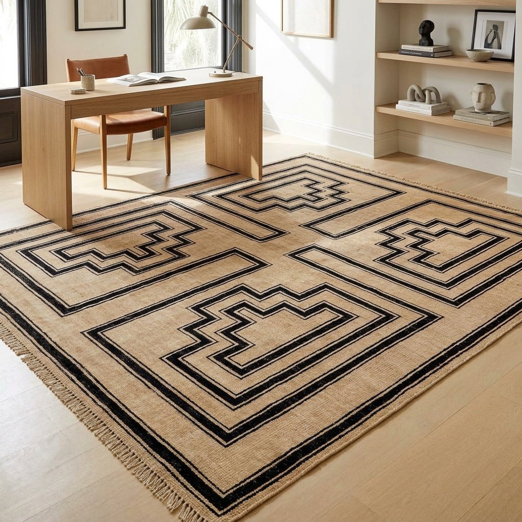 Schwarz und hellbraune Jute Teppiche Black and tan wool jute area rugs