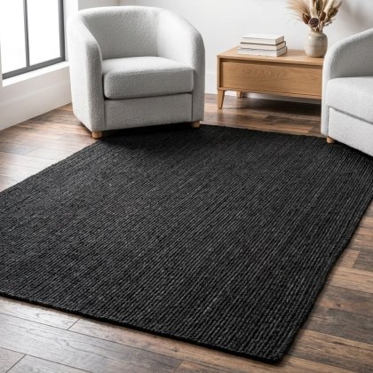 Black jute area rug