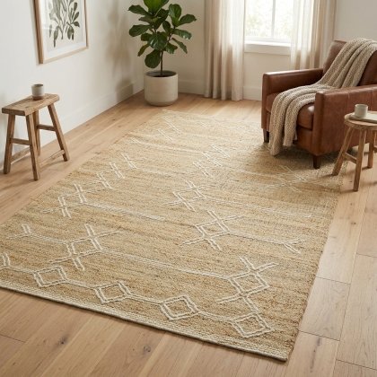 Boho abstract cotton jute rug