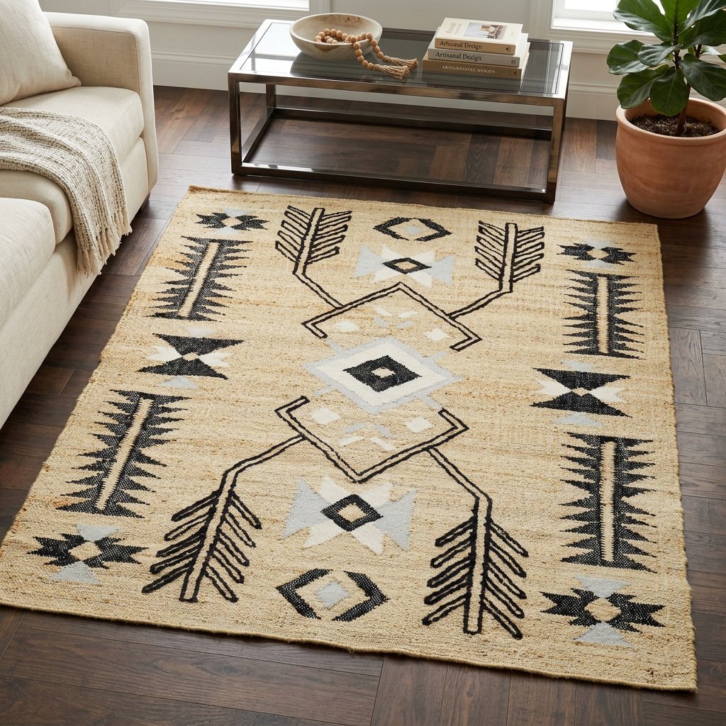 Bohomien hellbrauner Flachgewebe-Teppich aus Jute-Mischung Bohomien tan flatweave jute-blend rug