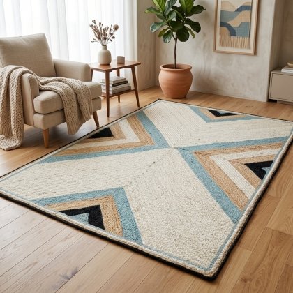 Braided abstract jute area rug