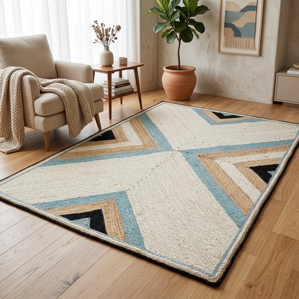 Geflochtener abstrakter Jute-Teppich Braided abstract jute area rug