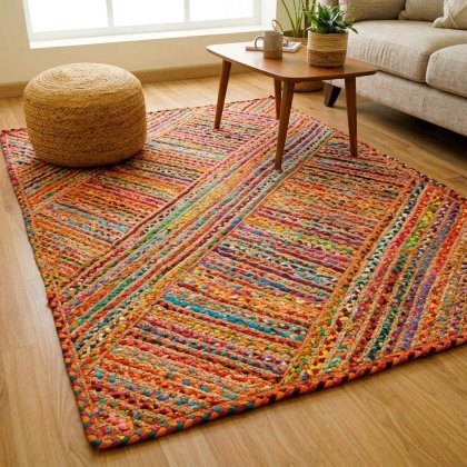 Chindi multicolor stripe jute rug