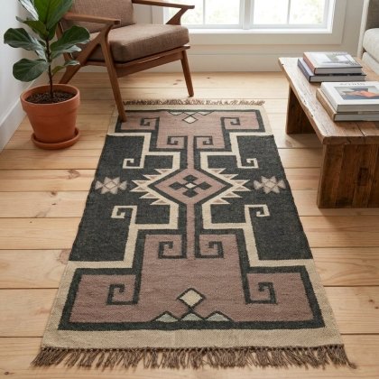 Flatweave jute and wool rug