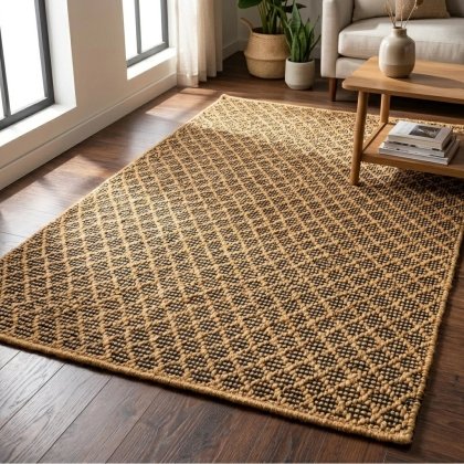 Handwoven jute ribbed solid rug