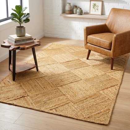 Natural handwoven diamond jute rug