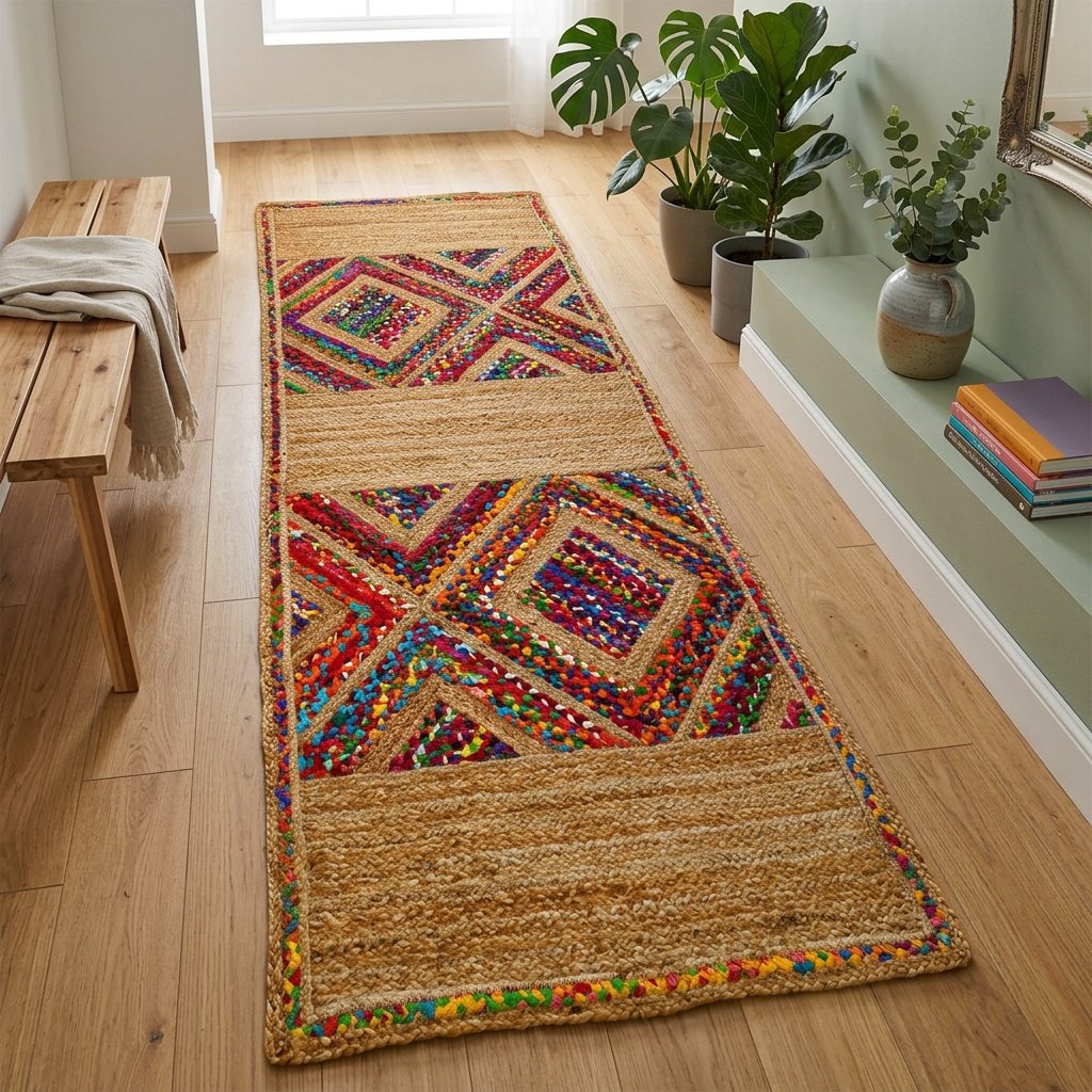 Regenbogen Juteteppich Läufer Rainbow jute rag runner rug