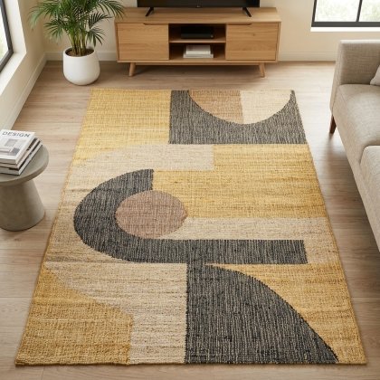 Rustic modern jute rug living room
