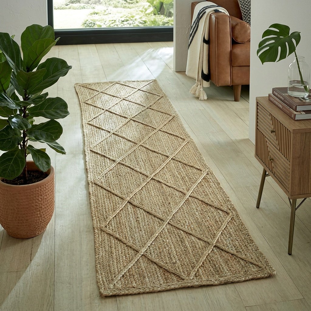Strukturierter Jute-Teppich mit Rautenmuster Textured diamond jute rug