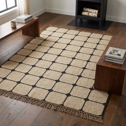 Wool and jute rug square pattern