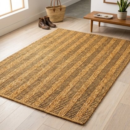 Yellow cotton and jute rug