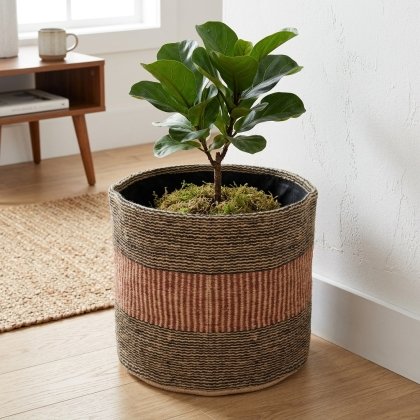 Startseite Black and rust jute stripe basket