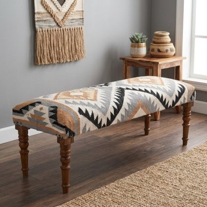 Startseite Chevron wool and jute ottoman bench