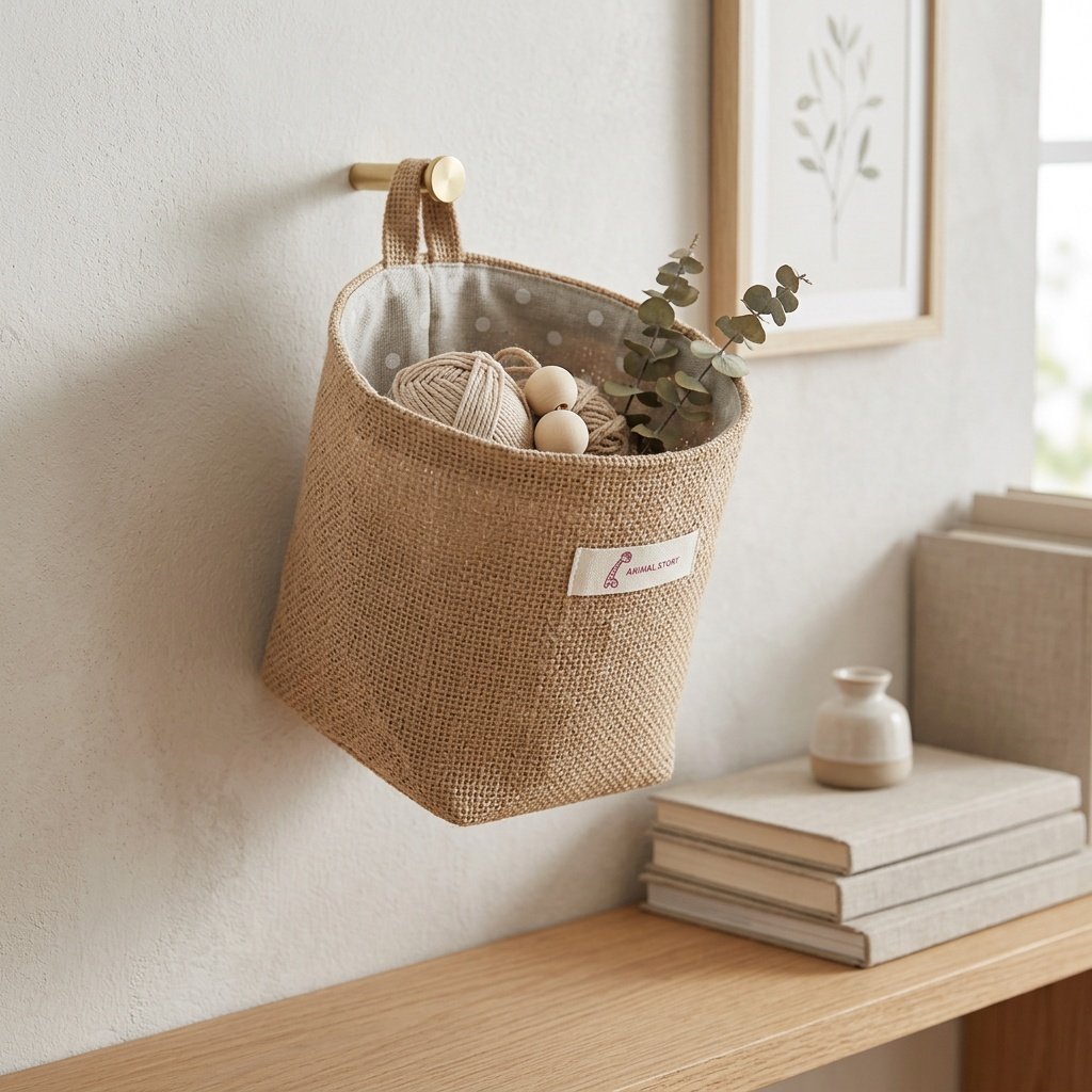 Hängekorb aus Baumwolle, Leinen und Jute Cotton linen jute hanging basket
