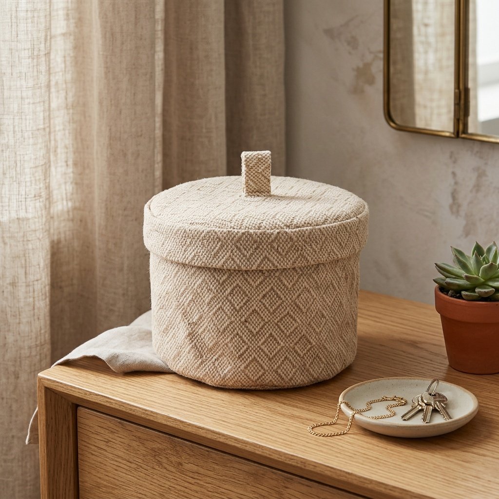 Runder Jutekorb mit Deckel Diamond jute round basket with lid