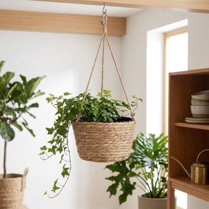 Hanging jute rope basket plant pot