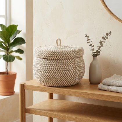 Jute rope basket with lid