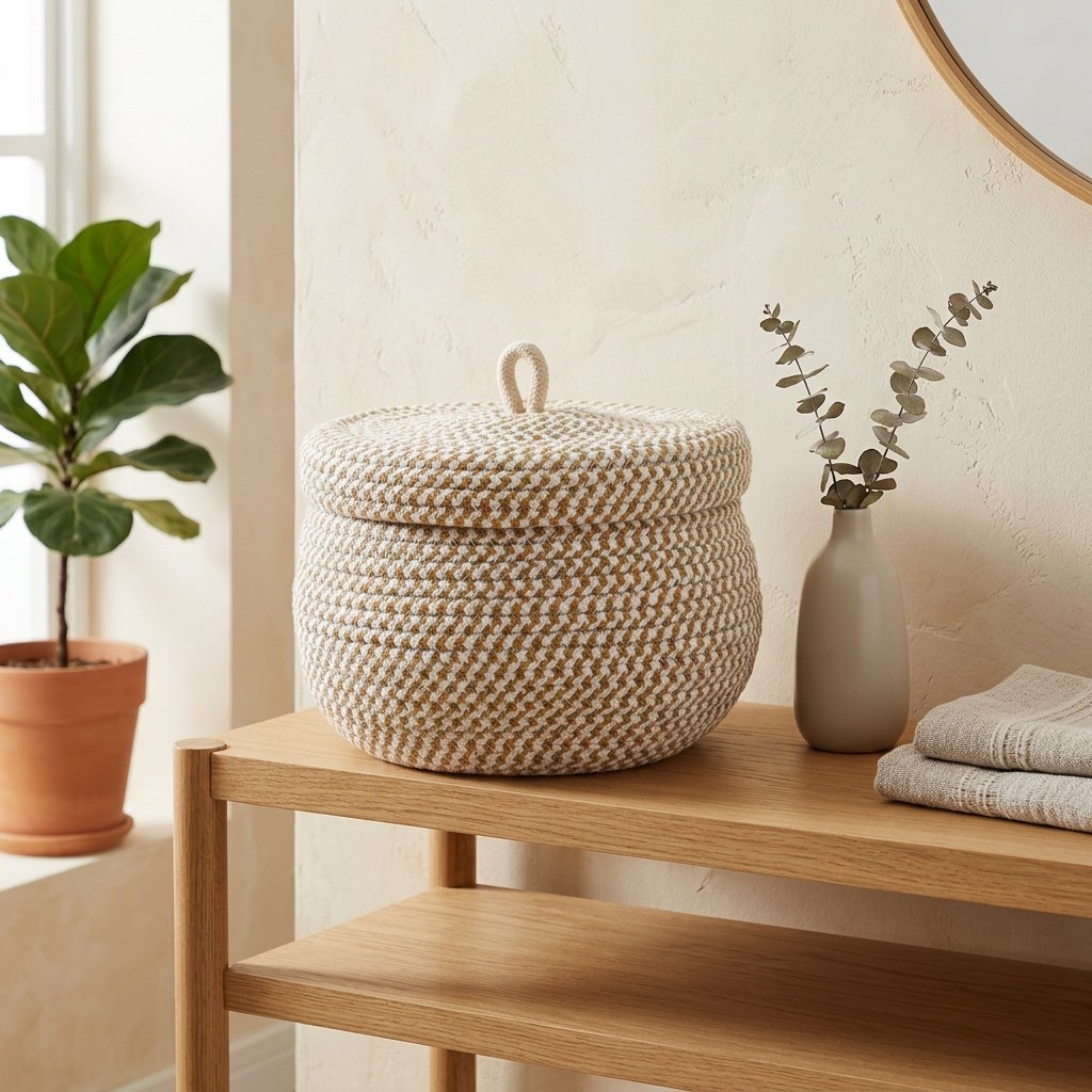 Korb aus Juteseil mit Deckel Jute rope basket with lid