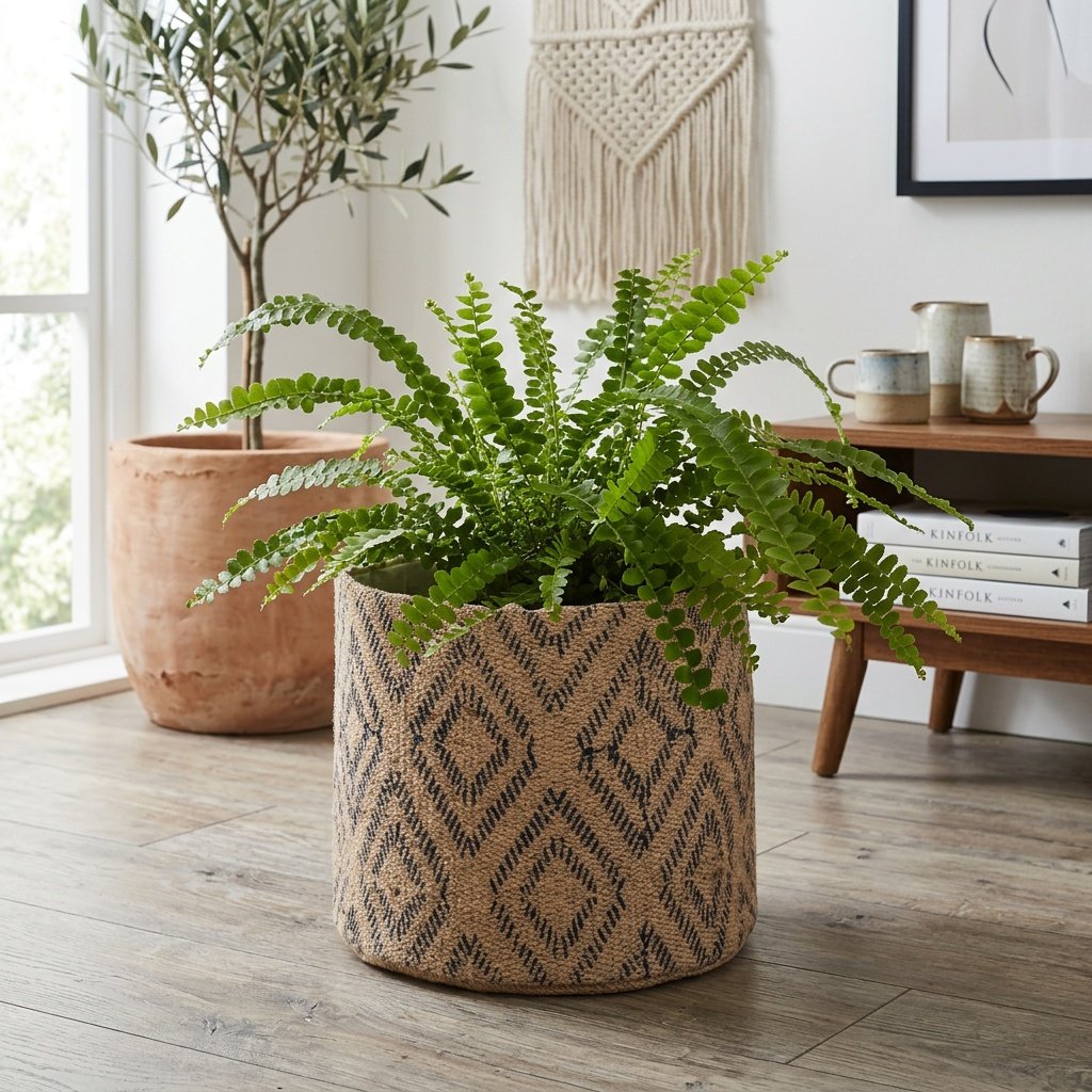 Minimalistischer schwarzer Jutekorb Minimal black diamond jute basket