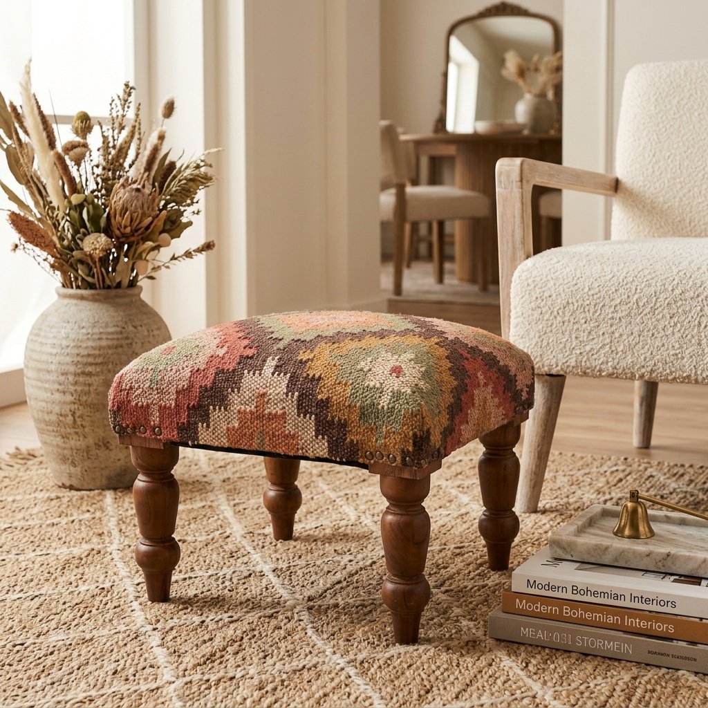 Multicolor Diamond Jute Hocker Multicolor diamond jute ottoman