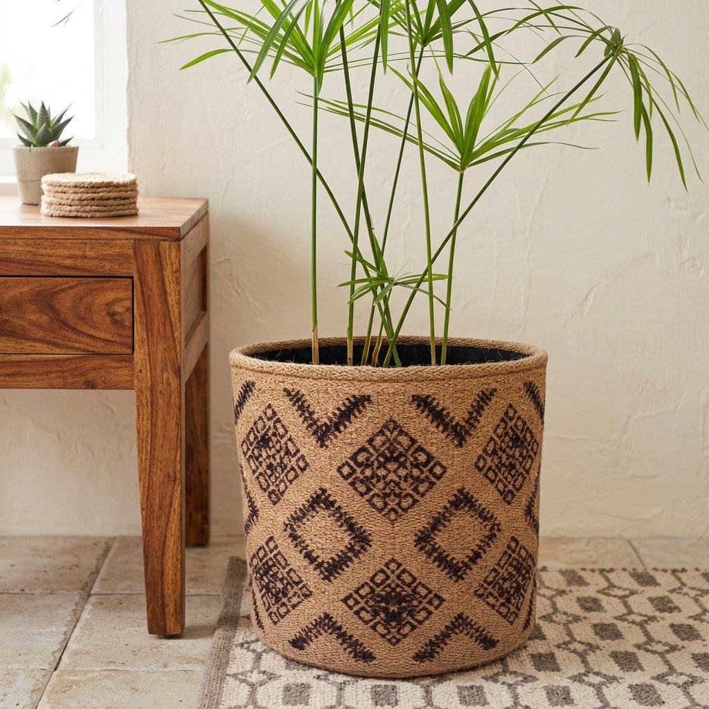 Natürlicher und brauner Jutekorb mit Diamanten Natural and brown diamond jute basket