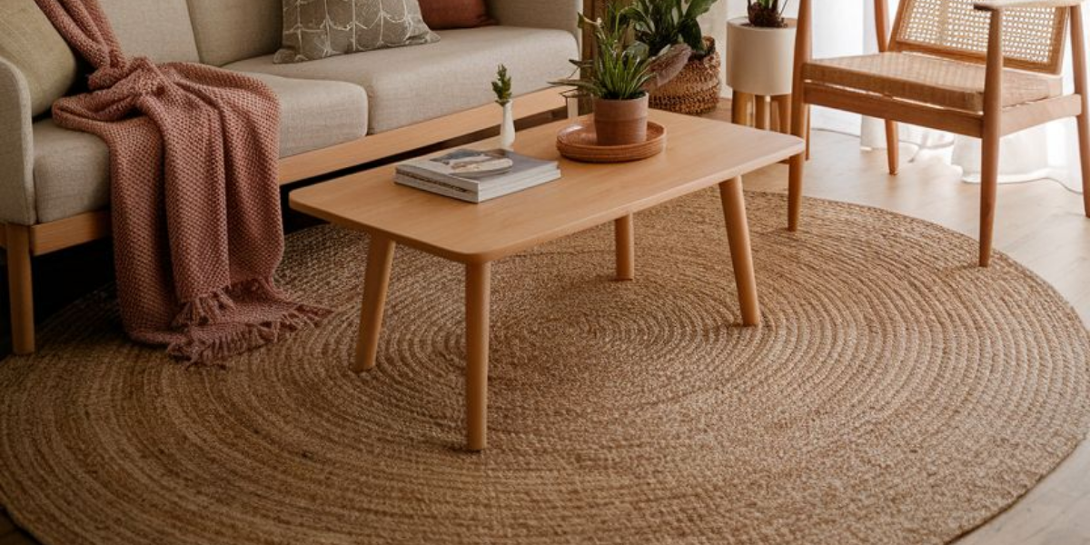 Wie verhindert man, dass ein Jute-Teppich fusselt? round jute design